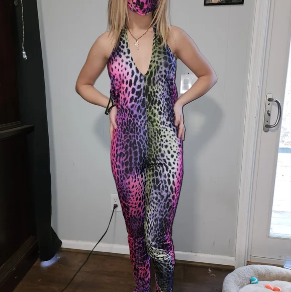 NWT Dolls Kill Rainbow Jungle Fever Jumpsuit - Picture 1 of 5